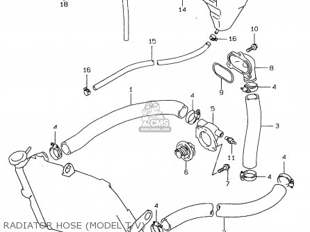RADIATOR HOSE (MODEL T/V) - GSXR750 1996 (T) (E02 E04 E18 E22 E24 E25 E34 E39) / P37