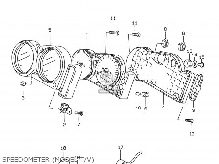 SPEEDOMETER (MODEL T/V) - GSXR750 1996 (T) (E02 E04 E18 E22 E24 E25 E34 E39) / P37