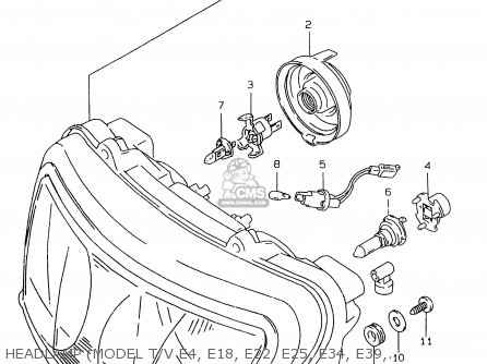 HEADLAMP (MODEL T/V E4, E18, E22, E25, E34, E39, P37) - GSXR750 1996 (T) (E02 E04 E18 E22 E24 E25 E34 E39) / P37