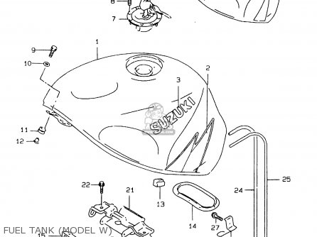 FUEL TANK (MODEL W) - GSXR750 1996 (T) (E02 E04 E18 E22 E24 E25 E34 E39) / P37