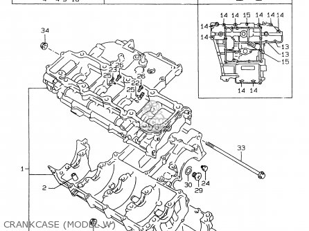 CRANKCASE (MODEL W) - GSXR750 1996 (T) (E02 E04 E18 E22 E24 E25 E34 E39) / P37