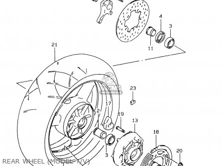 REAR WHEEL (MODEL T/V) - GSXR750 1996 (T) (E02 E04 E18 E22 E24 E25 E34 E39) / P37
