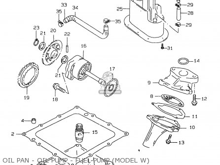 OIL PAN - OIL PUMP - FUEL PUMP (MODEL W) - GSXR750 1996 (T) (E02 E04 E18 E22 E24 E25 E34 E39) / P37