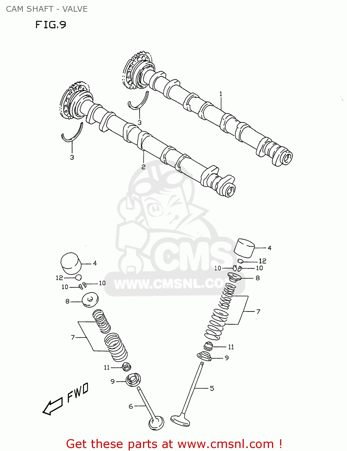 CAM SHAFT - VALVE GSXR750 1996 (T) USA (E03)