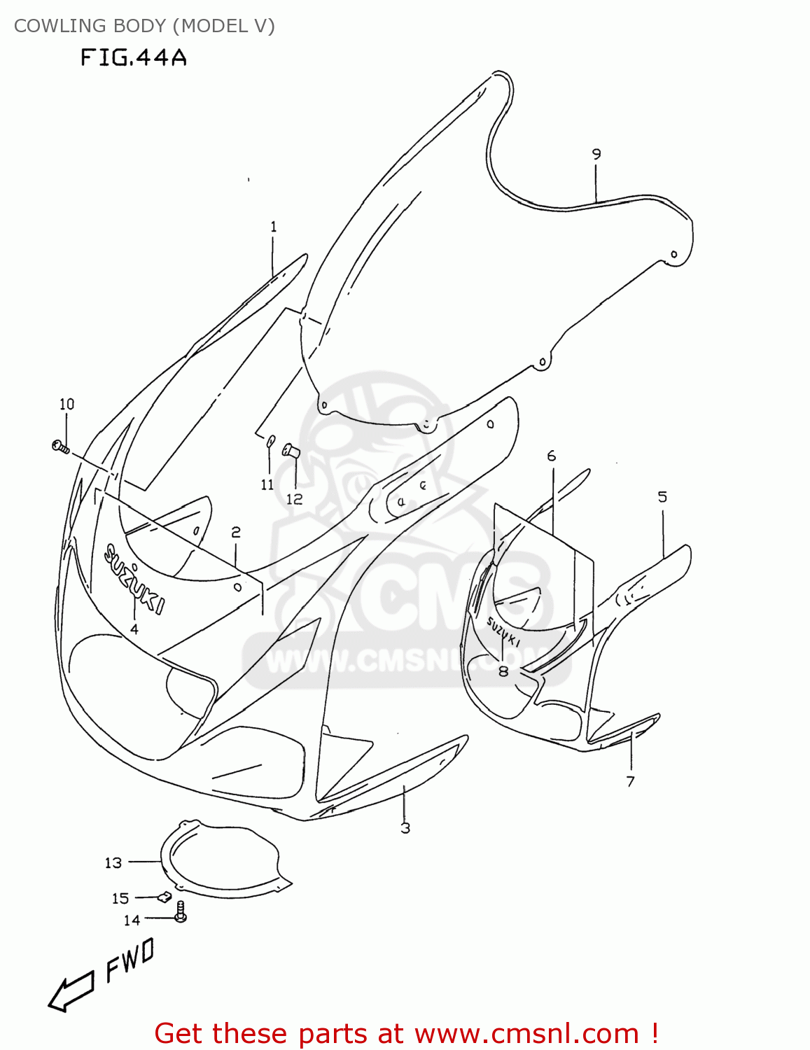 COWLING BODY (MODEL V) GSXR750 1996 (T) USA (E03)
