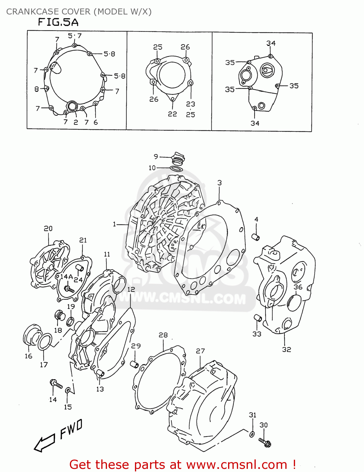 CRANKCASE COVER (MODEL W/X) GSXR750 1996 (T) USA (E03)