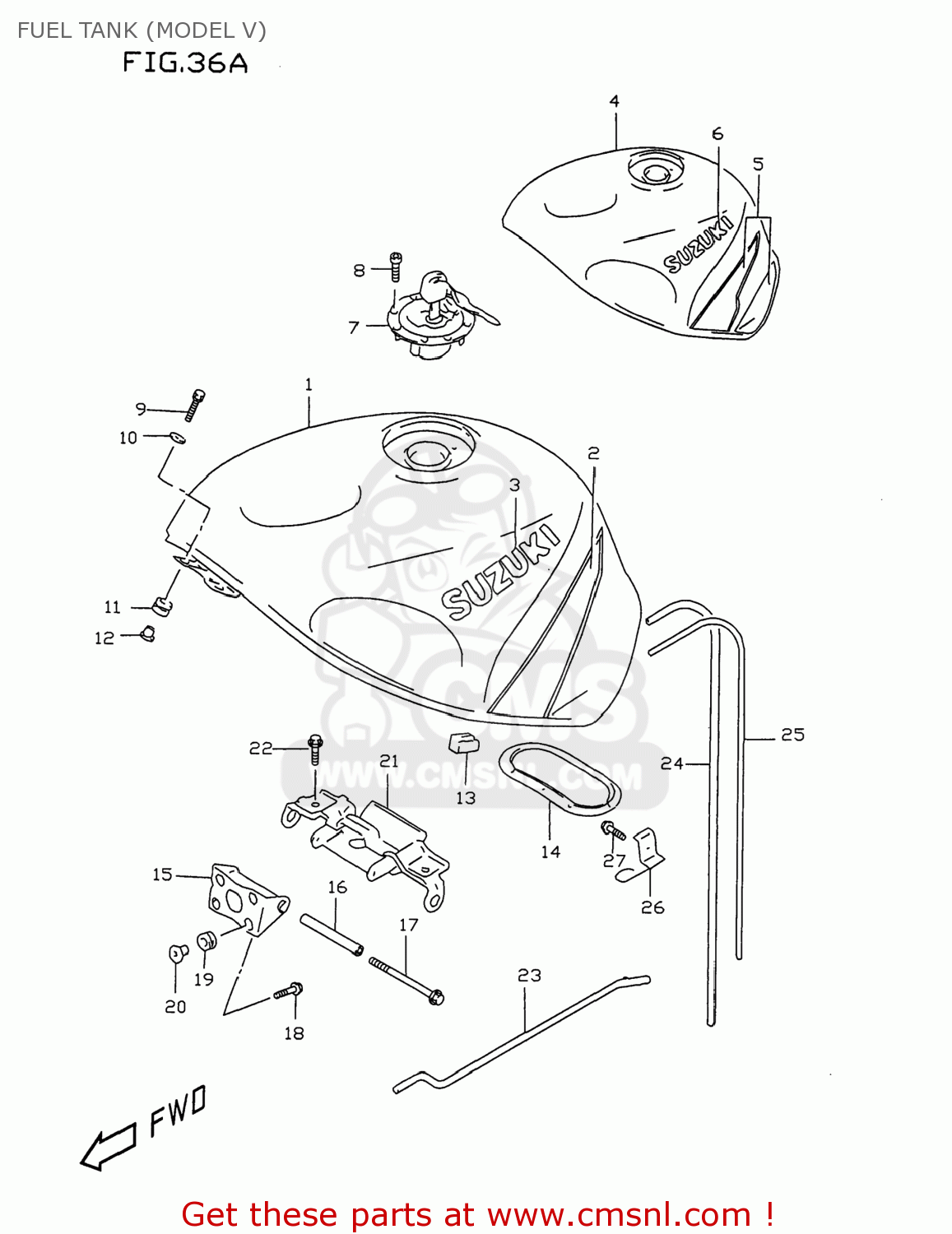 FUEL TANK (MODEL V) GSXR750 1996 (T) USA (E03)