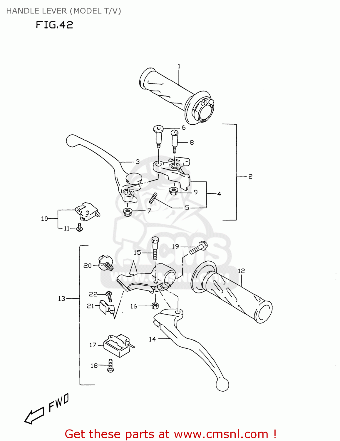 HANDLE LEVER (MODEL T/V) GSXR750 1996 (T) USA (E03)