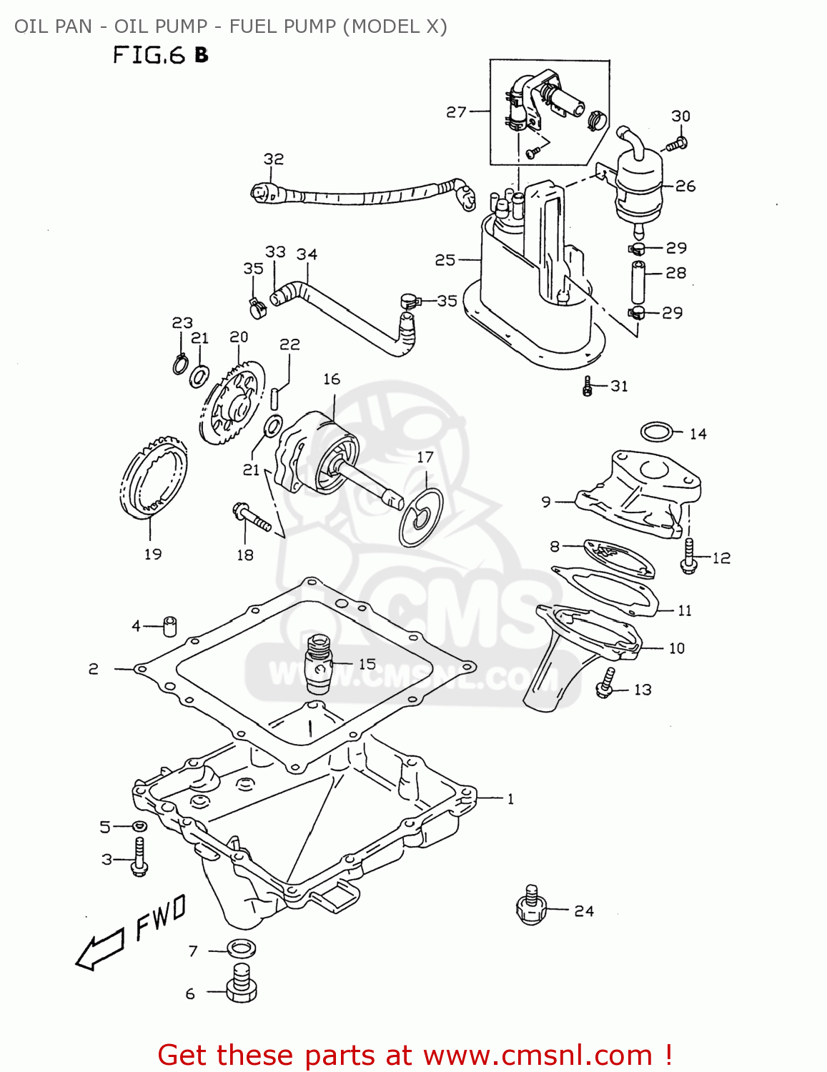 OIL PAN - OIL PUMP - FUEL PUMP (MODEL X) GSXR750 1996 (T) USA (E03)