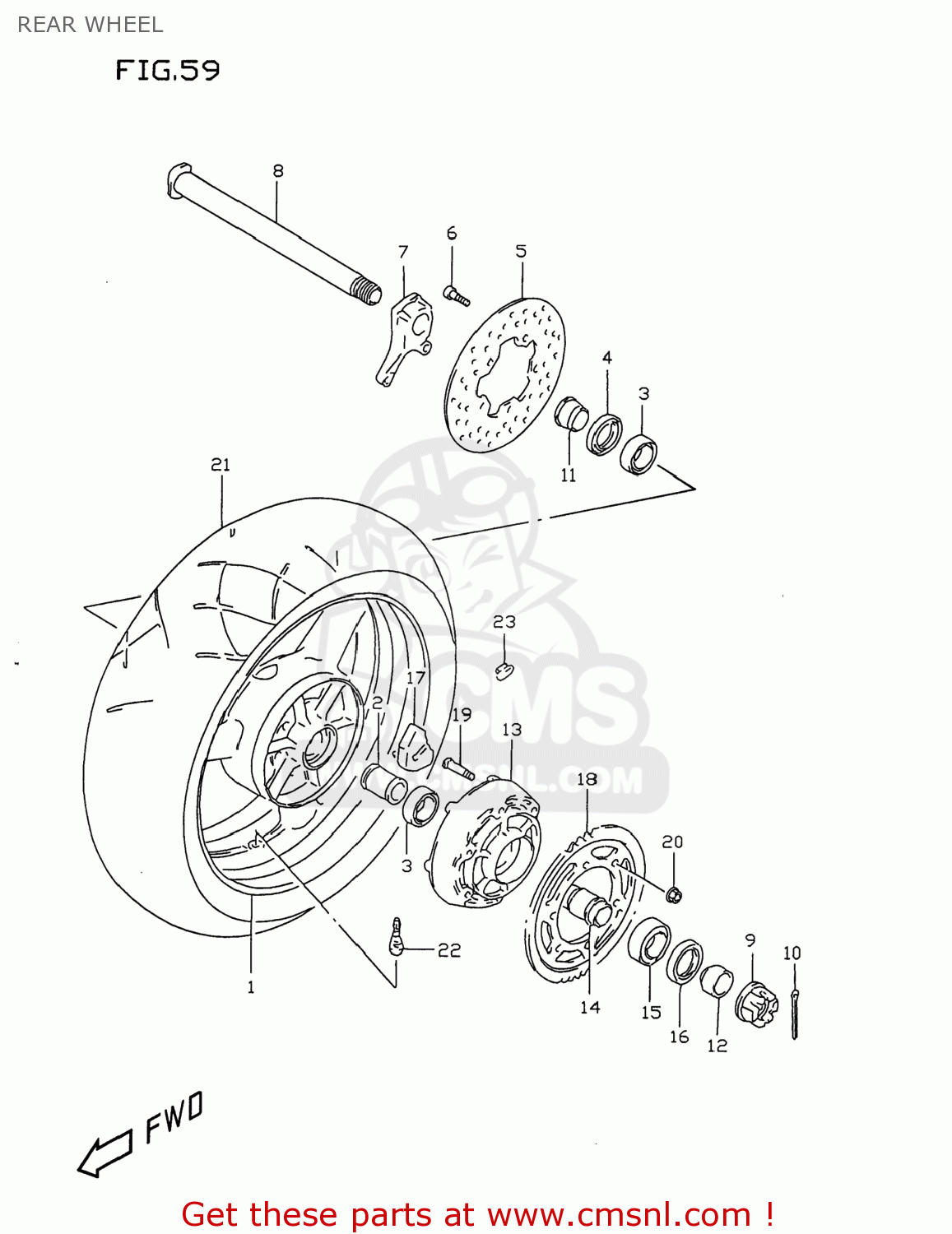 REAR WHEEL GSXR750 1996 (T) USA (E03)