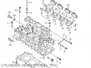 CYLINDER HEAD (MODEL T/V) - GSXR750 1996 (T) USA (E03)