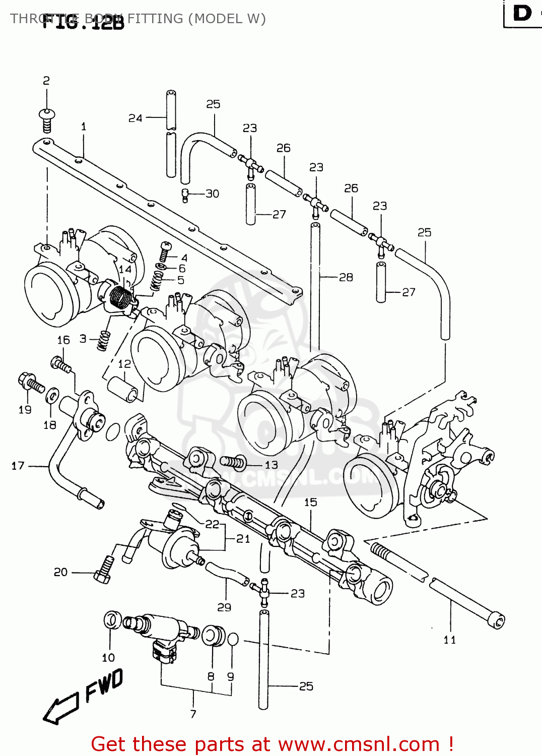 THROTTLE BODY FITTING (MODEL W) GSXR750 1997 (V) (E02 E04 E18 E22 E24 E25 E34 E39) / P37