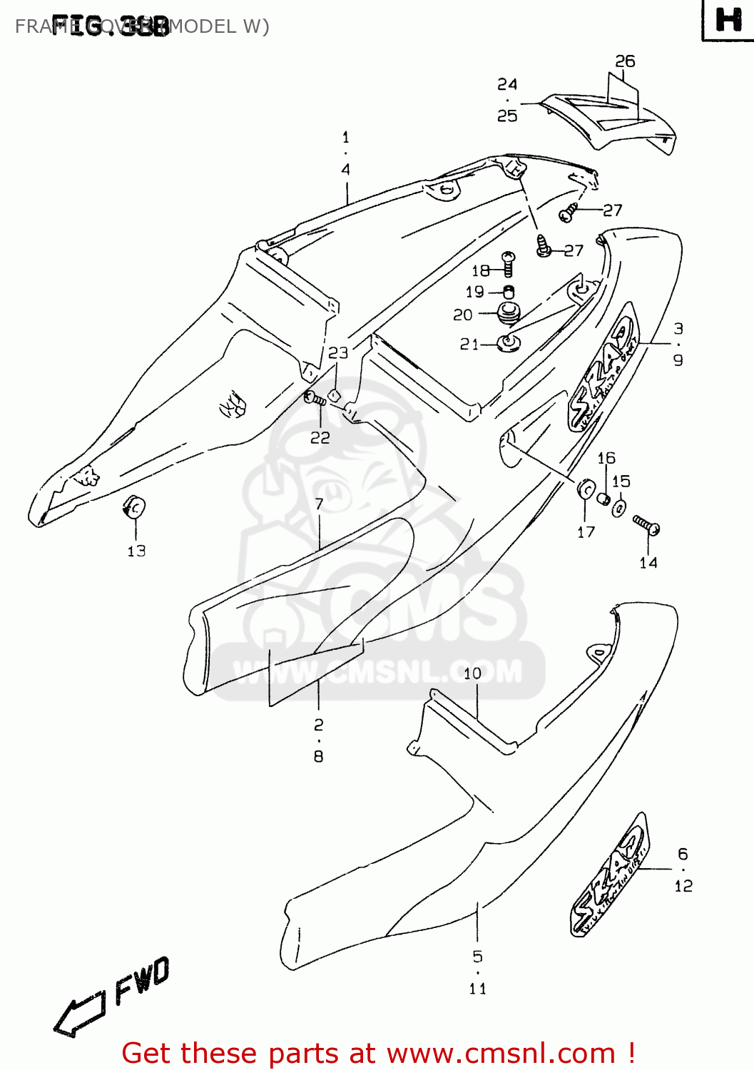 FRAME COVER (MODEL W) GSXR750 1997 (V) (E02 E04 E18 E22 E24 E25 E34 E39) / P37