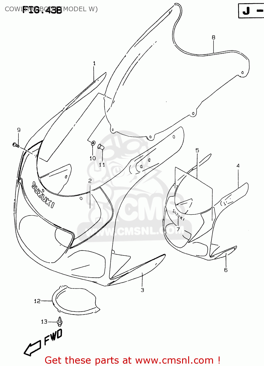 COWLING BODY (MODEL W) GSXR750 1997 (V) (E02 E04 E18 E22 E24 E25 E34 E39) / P37