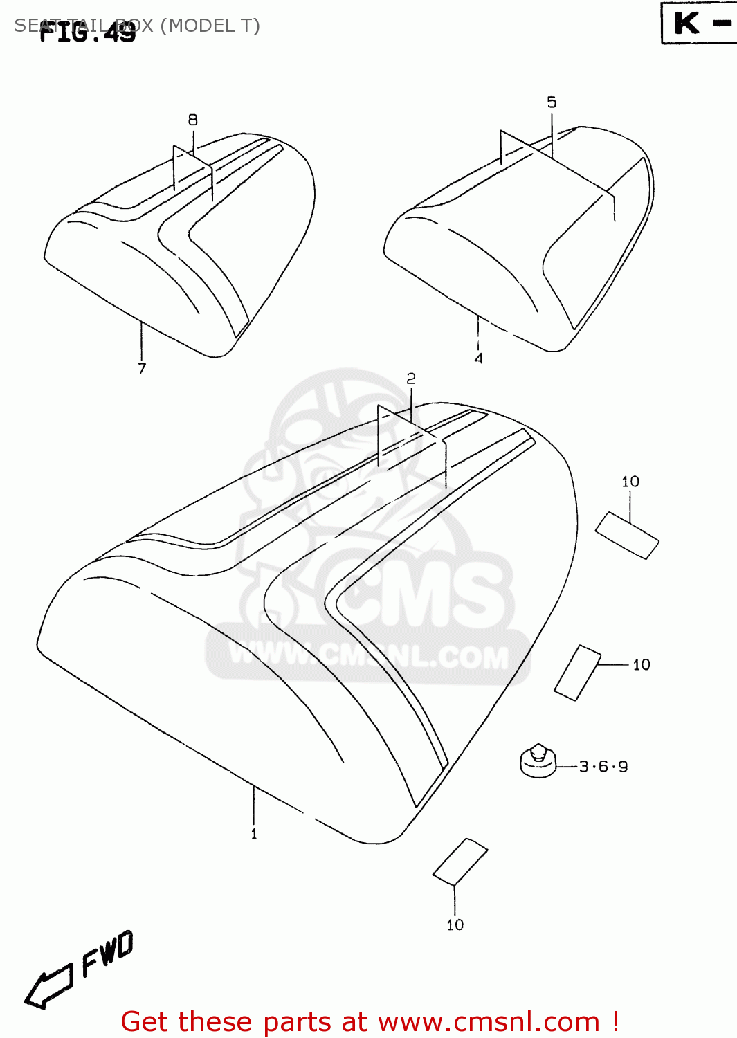 SEAT TAIL BOX (MODEL T) GSXR750 1997 (V) (E02 E04 E18 E22 E24 E25 E34 E39) / P37