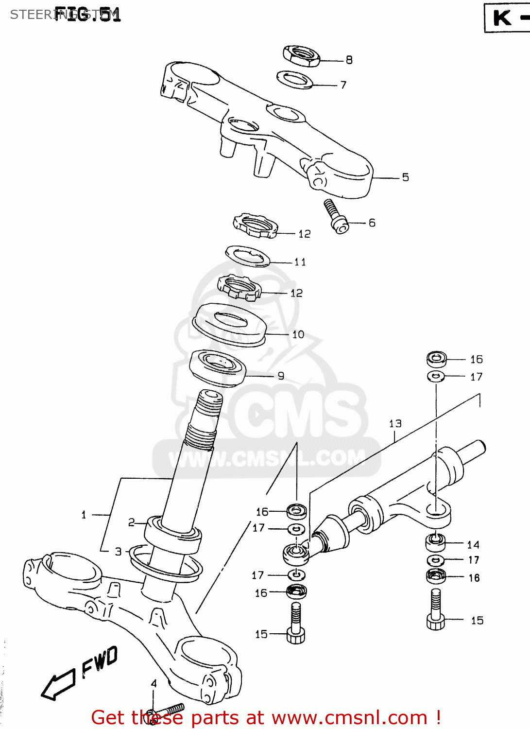 STEERING STEM GSXR750 1997 (V) (E02 E04 E18 E22 E24 E25 E34 E39) / P37