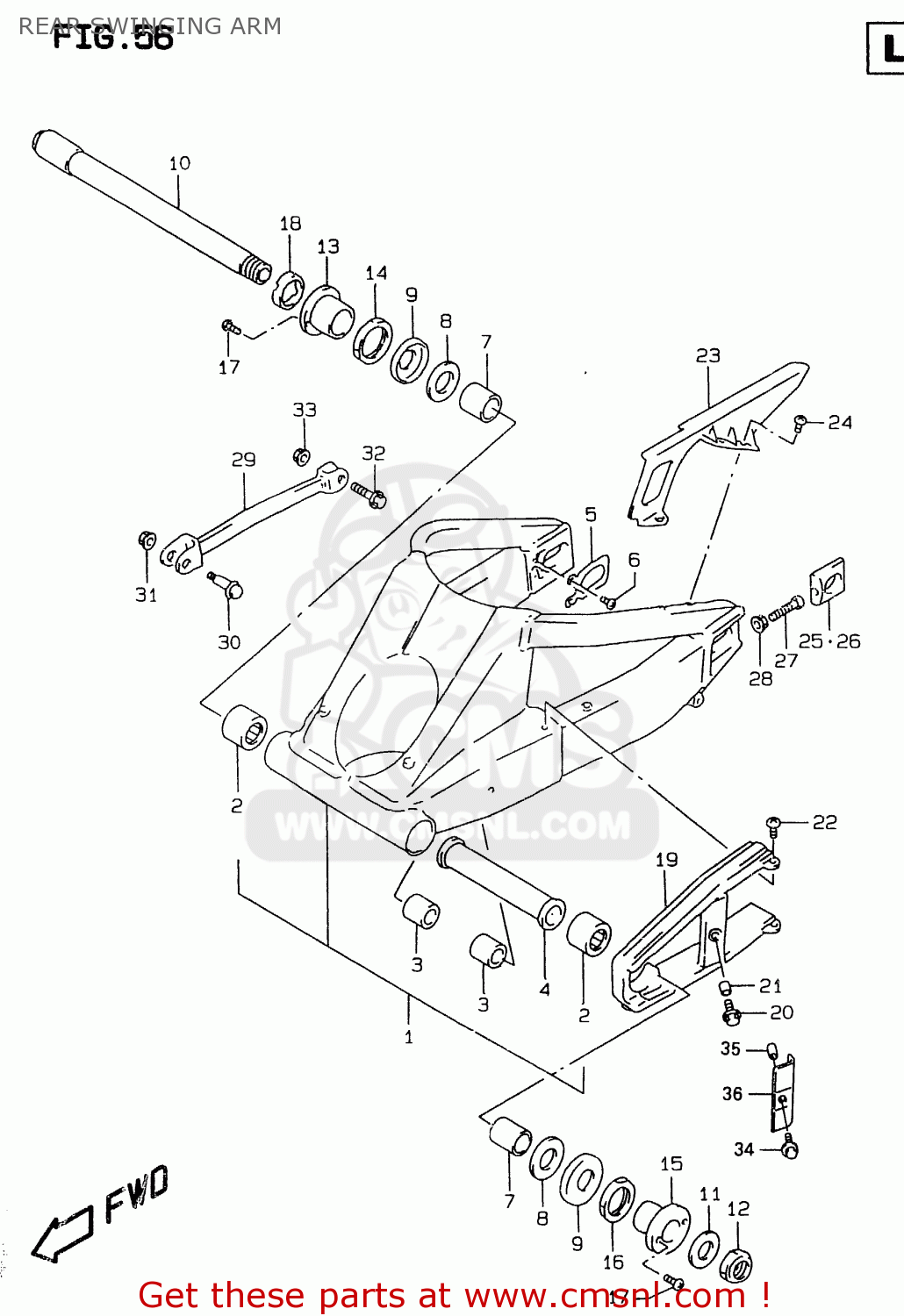 REAR SWINGING ARM GSXR750 1997 (V) (E02 E04 E18 E22 E24 E25 E34 E39) / P37