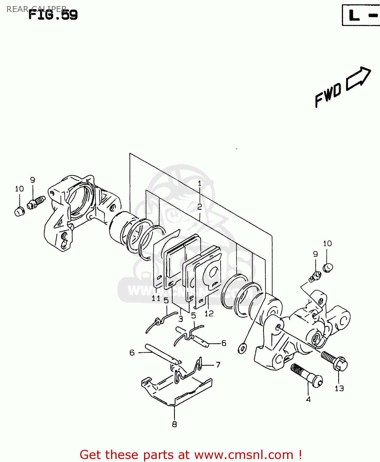 REAR CALIPER GSXR750 1997 (V) (E02 E04 E18 E22 E24 E25 E34 E39) / P37