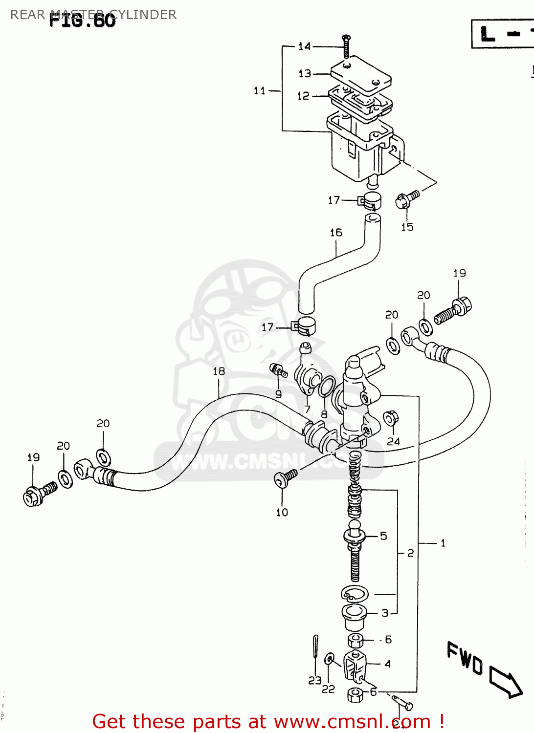 REAR MASTER CYLINDER GSXR750 1997 (V) (E02 E04 E18 E22 E24 E25 E34 E39) / P37