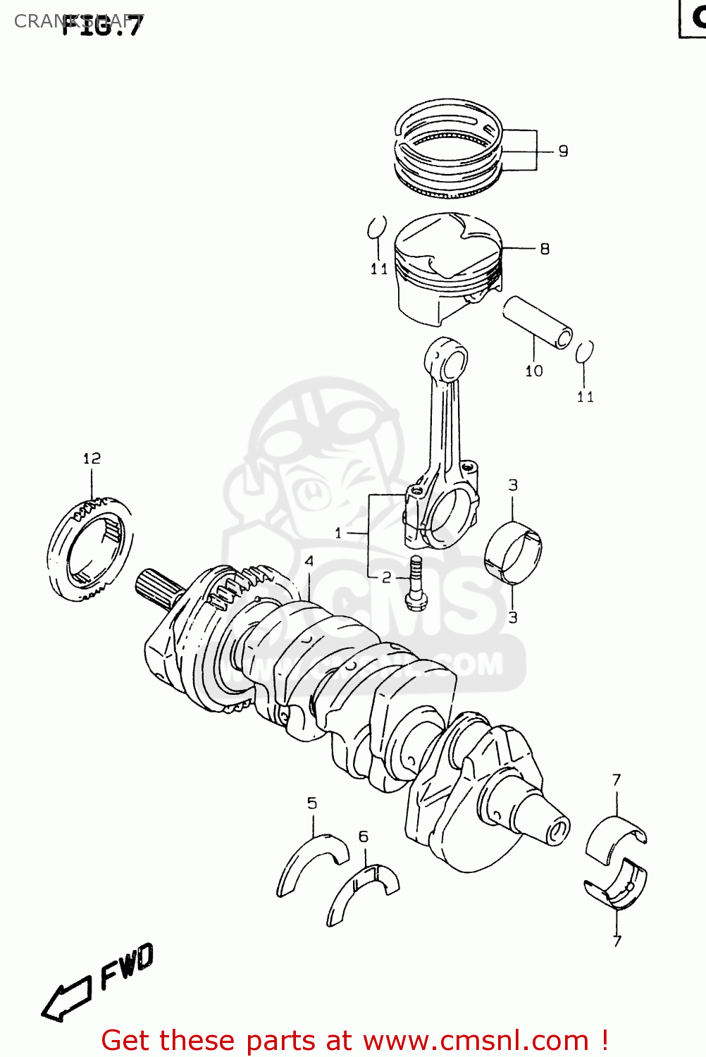 CRANKSHAFT GSXR750 1997 (V) (E02 E04 E18 E22 E24 E25 E34 E39) / P37