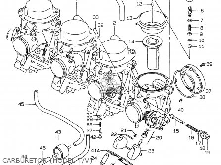 CARBURETOR (MODEL T/V) - GSXR750 1997 (V) (E02 E04 E18 E22 E24 E25 E34 E39) / P37