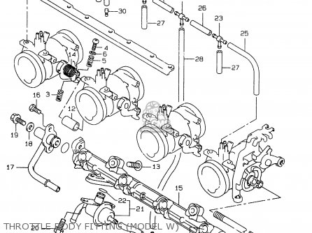THROTTLE BODY FITTING (MODEL W) - GSXR750 1997 (V) (E02 E04 E18 E22 E24 E25 E34 E39) / P37