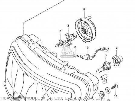 HEADLAMP (MODEL W E4, E18, E22, E25, E34, E39) - GSXR750 1997 (V) (E02 E04 E18 E22 E24 E25 E34 E39) / P37