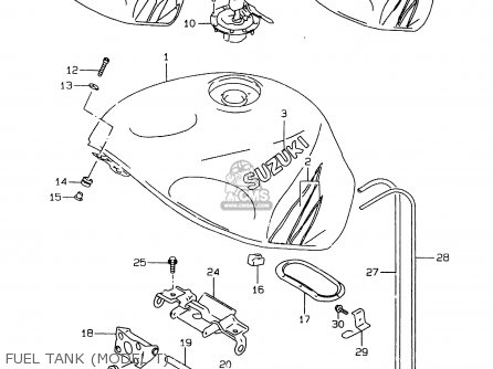 FUEL TANK (MODEL T) - GSXR750 1997 (V) (E02 E04 E18 E22 E24 E25 E34 E39) / P37
