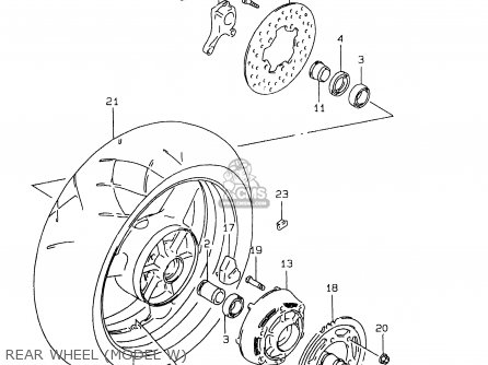 REAR WHEEL (MODEL W) - GSXR750 1997 (V) (E02 E04 E18 E22 E24 E25 E34 E39) / P37