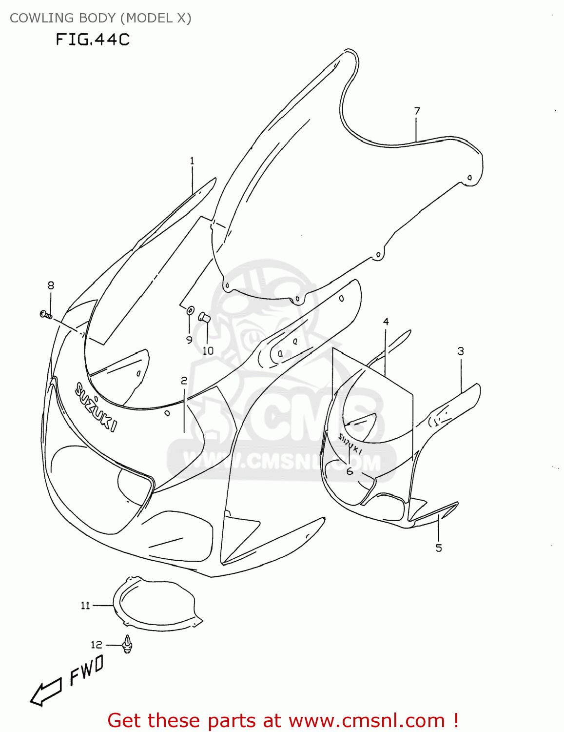 COWLING BODY (MODEL X) GSXR750 1997 (V) USA (E03)