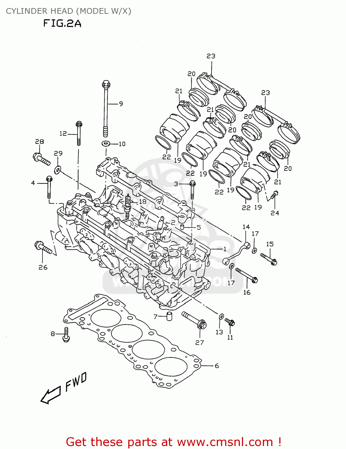 CYLINDER HEAD (MODEL W/X) GSXR750 1997 (V) USA (E03)