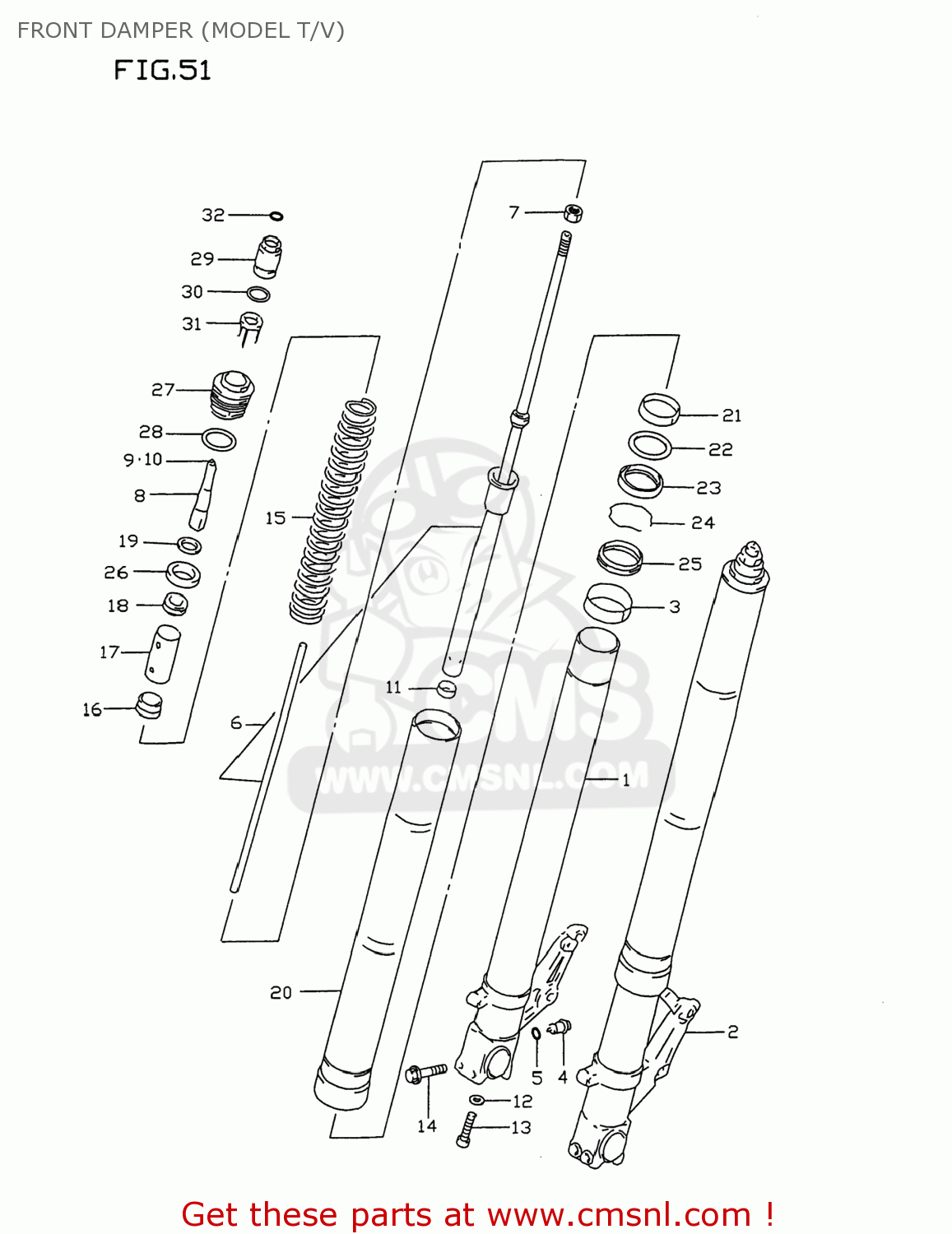 FRONT DAMPER (MODEL T/V) GSXR750 1997 (V) USA (E03)