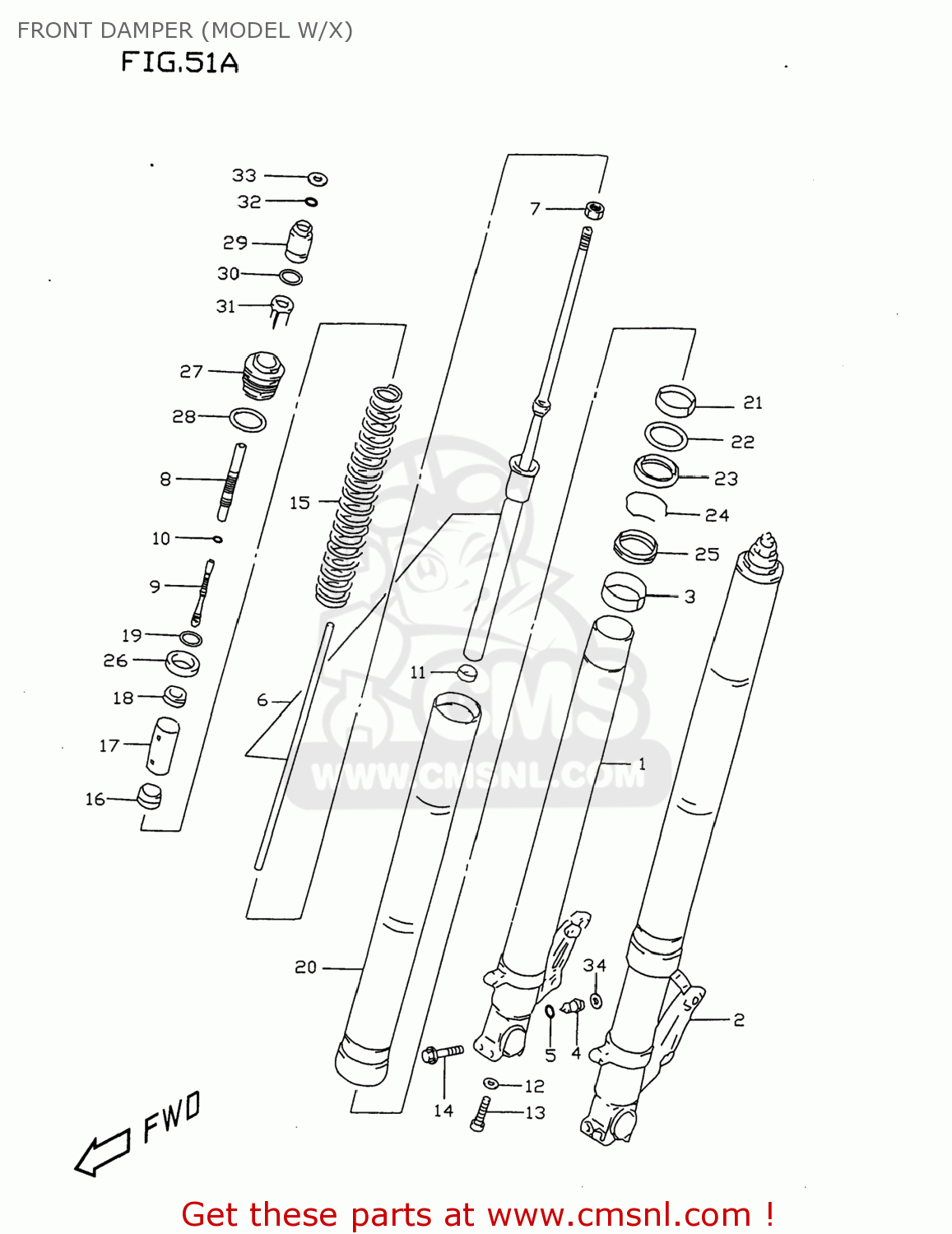 FRONT DAMPER (MODEL W/X) GSXR750 1997 (V) USA (E03)