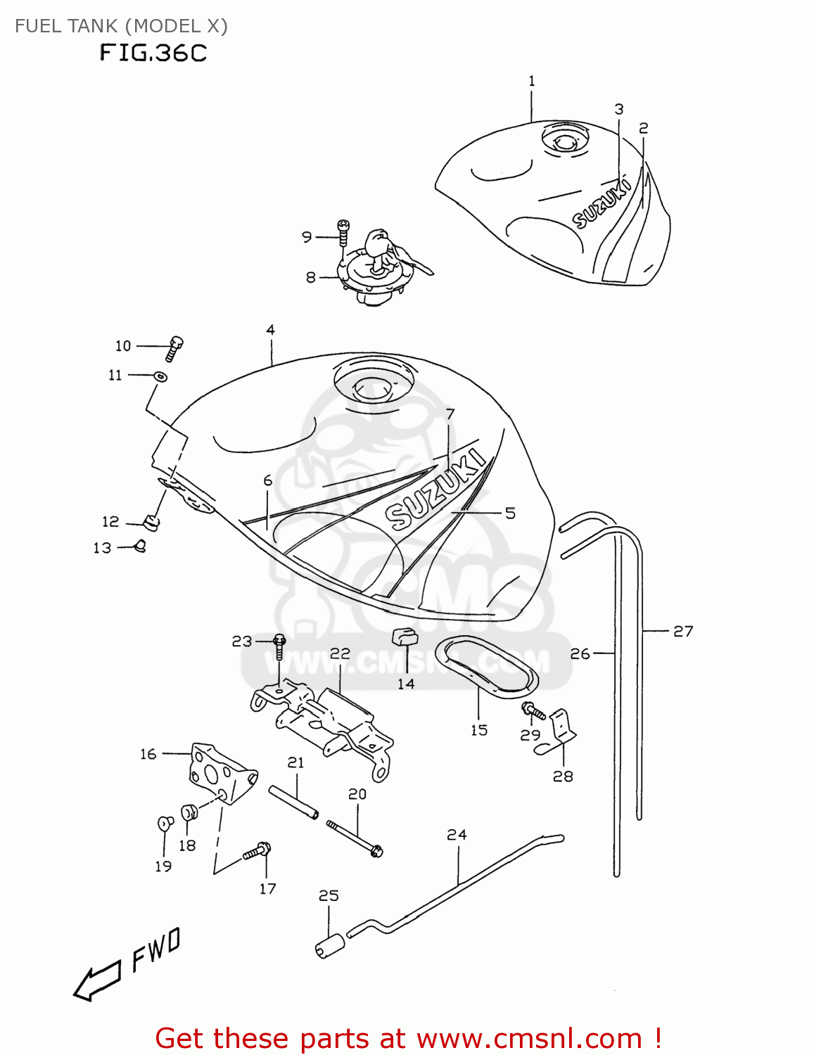 FUEL TANK (MODEL X) GSXR750 1997 (V) USA (E03)