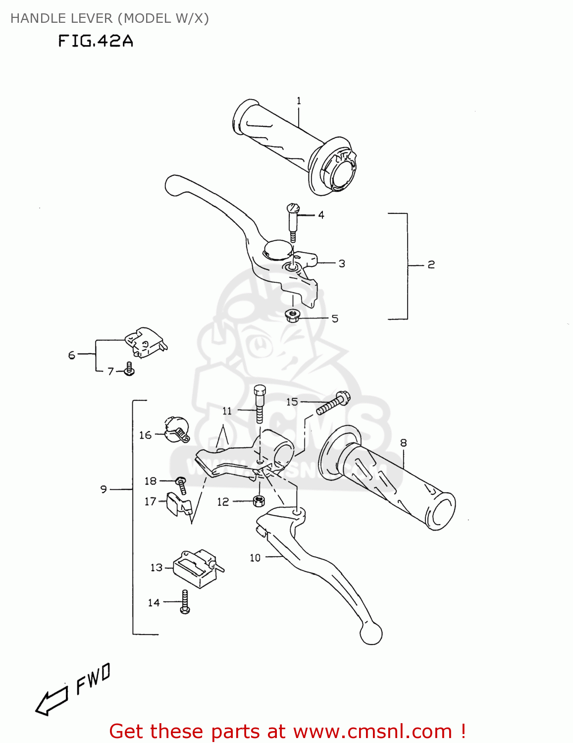HANDLE LEVER (MODEL W/X) GSXR750 1997 (V) USA (E03)