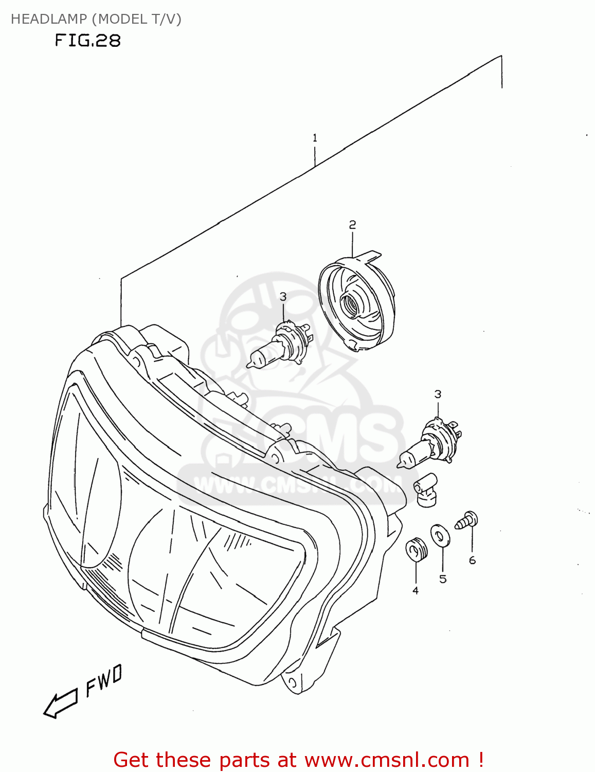 HEADLAMP (MODEL T/V) GSXR750 1997 (V) USA (E03)