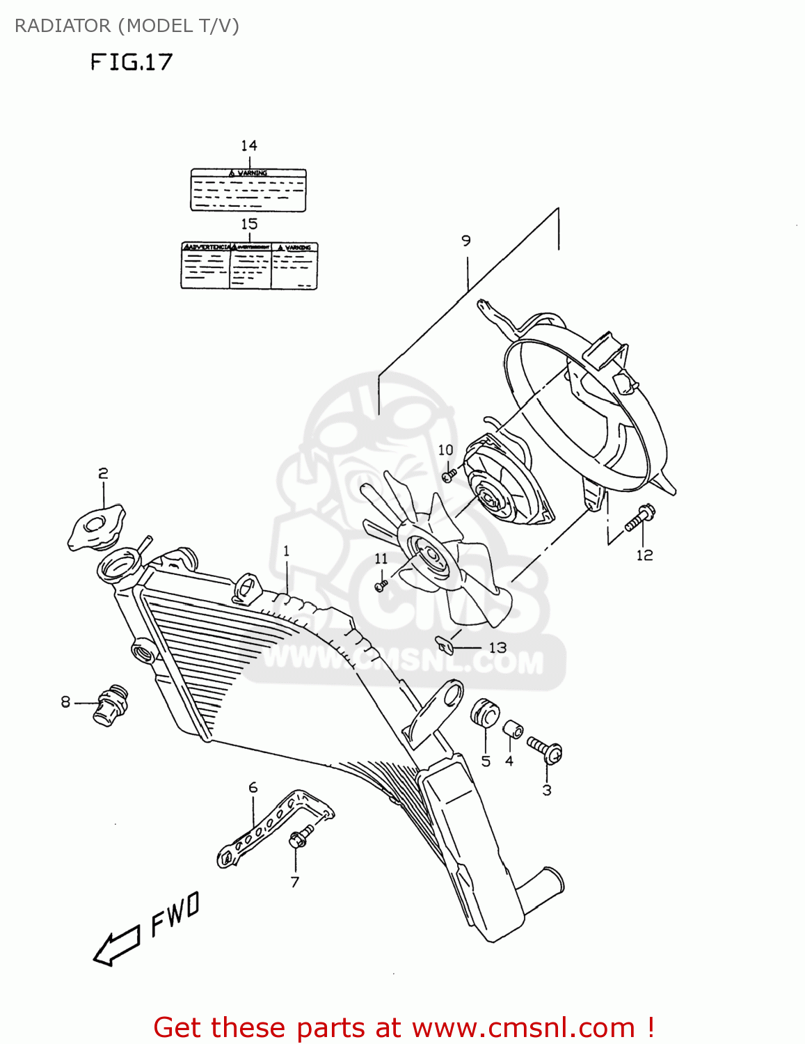 RADIATOR (MODEL T/V) GSXR750 1997 (V) USA (E03)