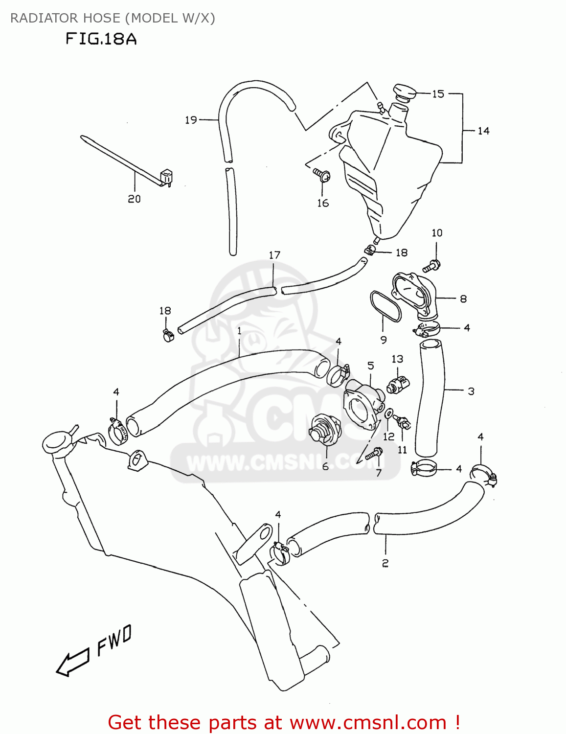 RADIATOR HOSE (MODEL W/X) GSXR750 1997 (V) USA (E03)