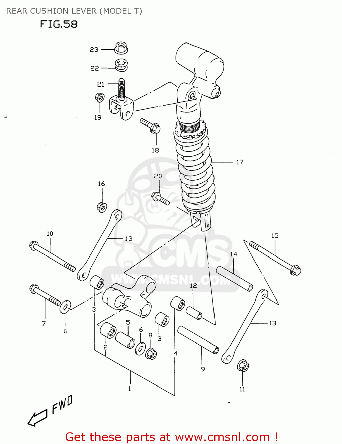 REAR CUSHION LEVER (MODEL T) GSXR750 1997 (V) USA (E03)