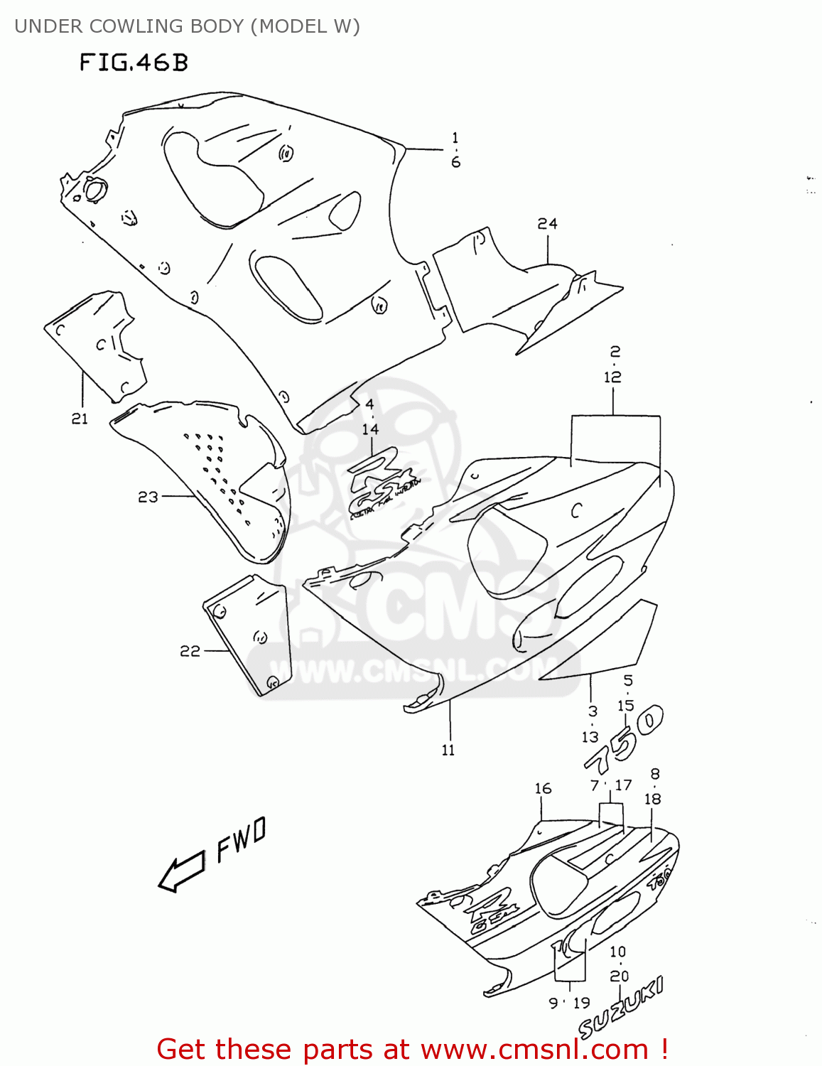 UNDER COWLING BODY (MODEL W) GSXR750 1997 (V) USA (E03)