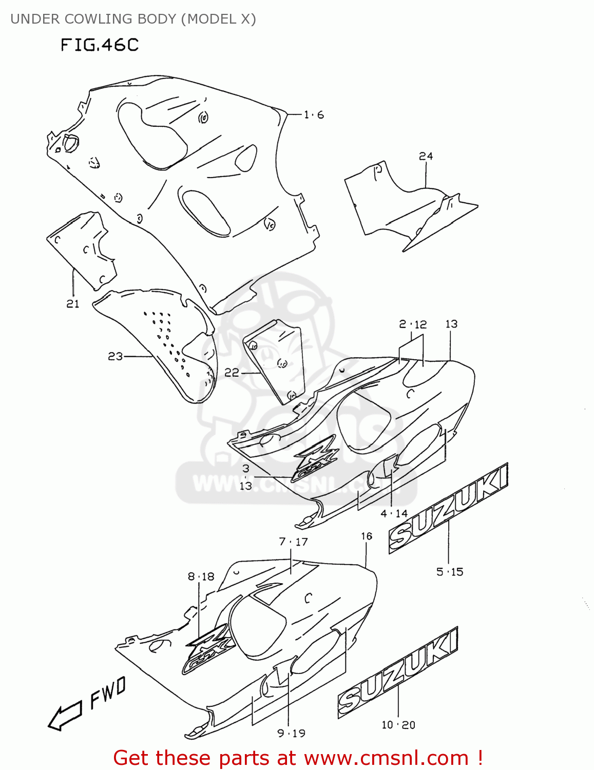 UNDER COWLING BODY (MODEL X) GSXR750 1997 (V) USA (E03)