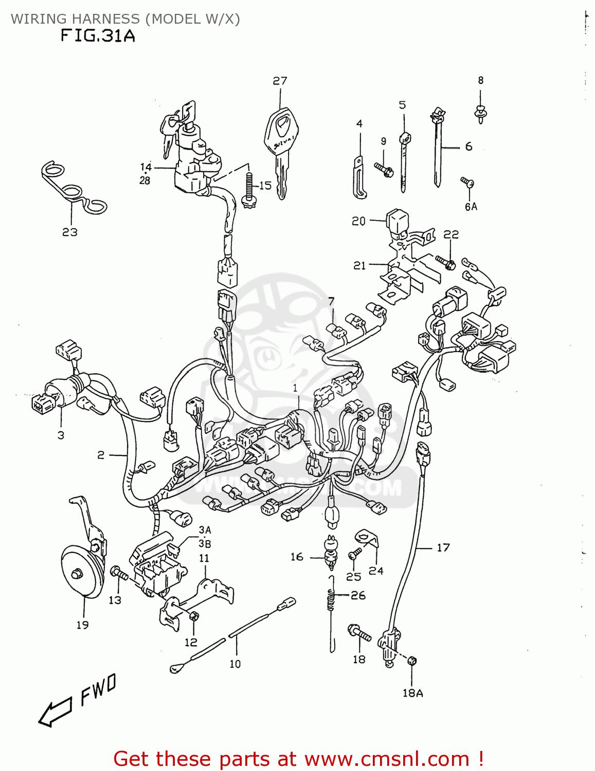WIRING HARNESS (MODEL W/X) GSXR750 1997 (V) USA (E03)