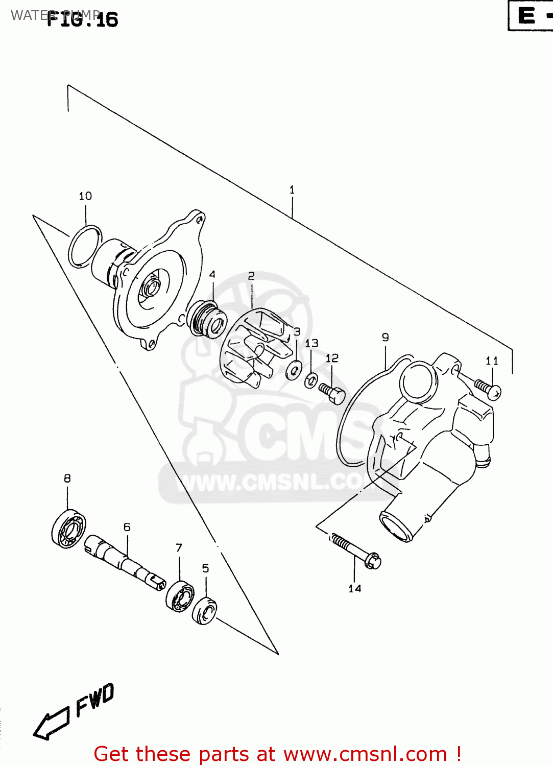 WATER PUMP GSXR750 1998 (W) (E02 E04 E18 E22 E24 E25 E34 E39)