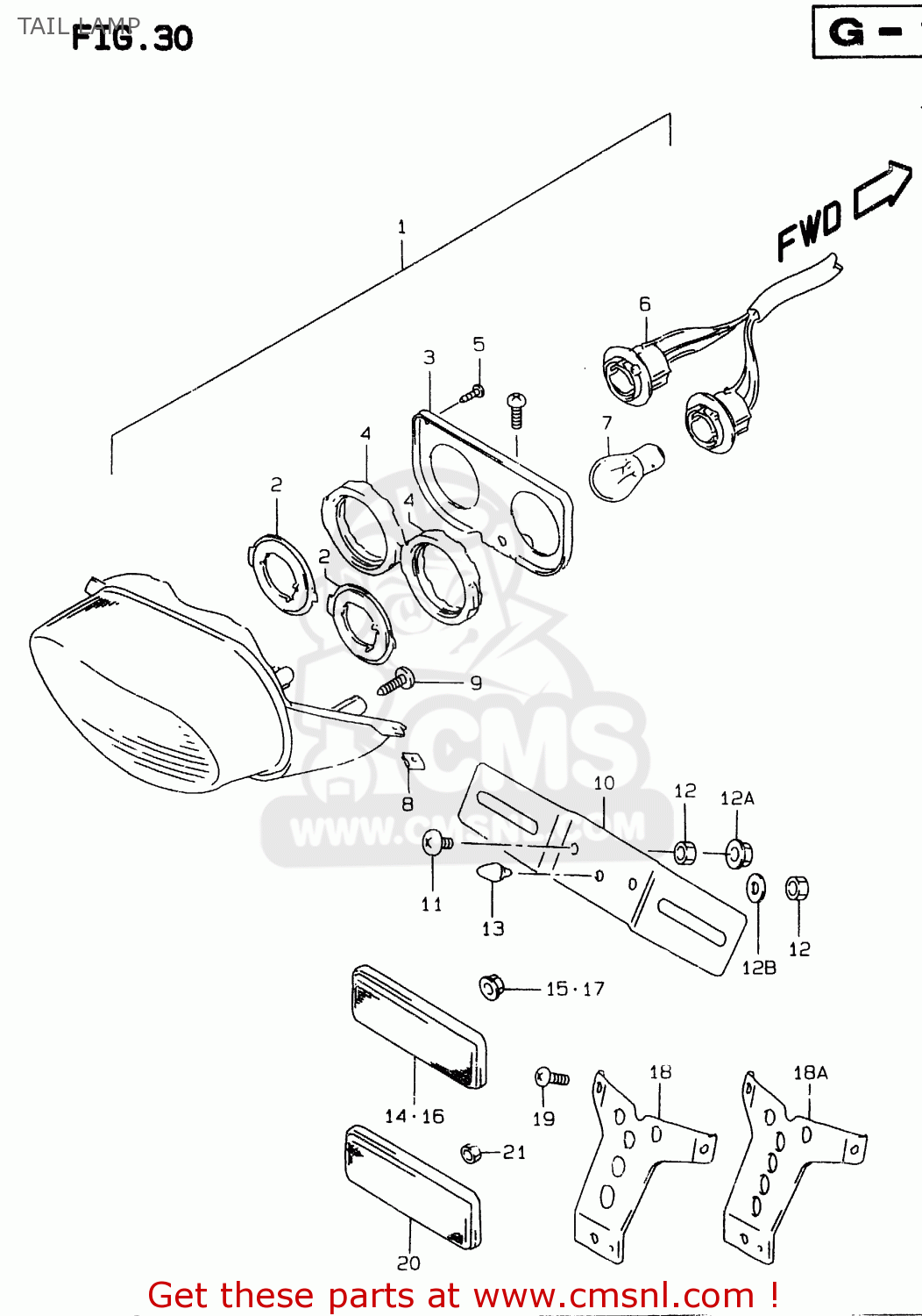 TAIL LAMP GSXR750 1998 (W) (E02 E04 E18 E22 E24 E25 E34 E39)