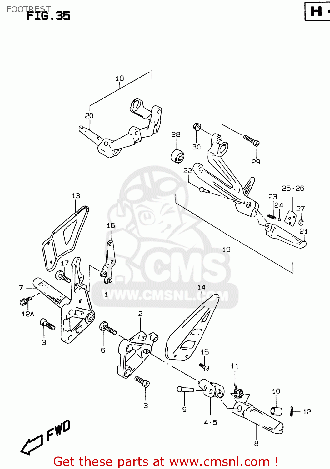 FOOTREST GSXR750 1998 (W) (E02 E04 E18 E22 E24 E25 E34 E39)