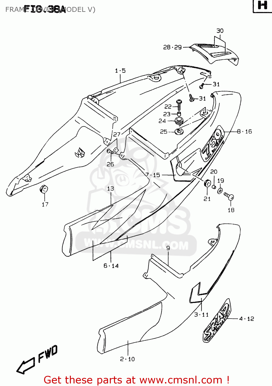 FRAME COVER (MODEL V) GSXR750 1998 (W) (E02 E04 E18 E22 E24 E25 E34 E39)