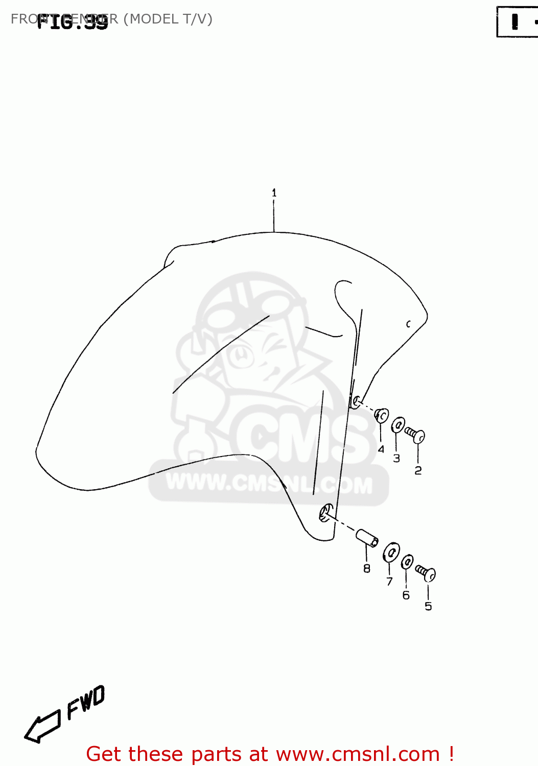 FRONT FENDER (MODEL T/V) GSXR750 1998 (W) (E02 E04 E18 E22 E24 E25 E34 E39)