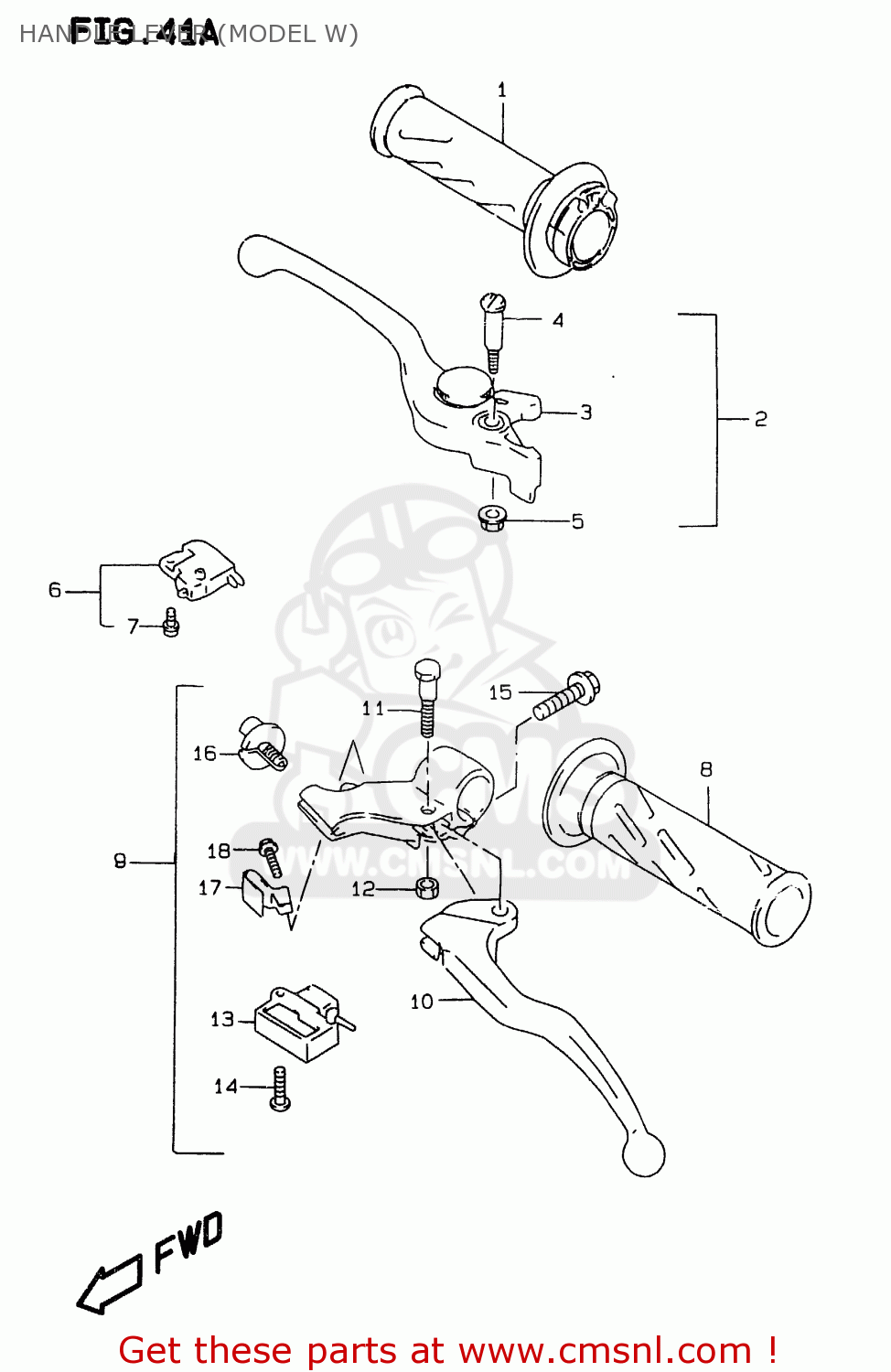 HANDLE LEVER (MODEL W) GSXR750 1998 (W) (E02 E04 E18 E22 E24 E25 E34 E39)