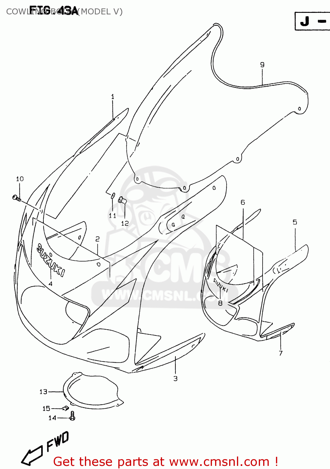 COWLING BODY (MODEL V) GSXR750 1998 (W) (E02 E04 E18 E22 E24 E25 E34 E39)