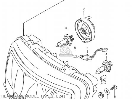 HEADLAMP (MODEL T/V E2, E24) - GSXR750 1998 (W) (E02 E04 E18 E22 E24 E25 E34 E39)